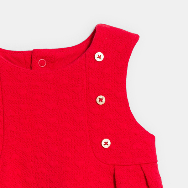 فستان فاخر مزين بقلوب باللون الأحمر للفتيات الصغيرات